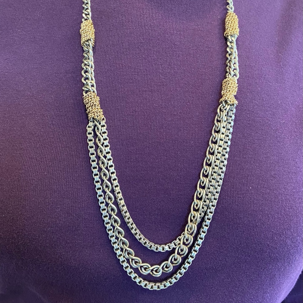 Silver and Gold Chunky Chain Necklace Claw closure adjusts from 29”-31”